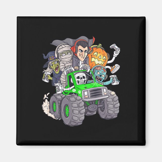 Halloween Gamer Skeleton Zombie Monster Truck Boys Magnet (Vorne)