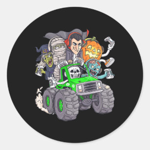 Halloween Gamer Skeleton Zombie Monster Truck Boys Runder Aufkleber