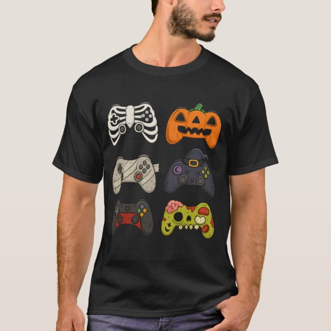 Halloween Gaming Controller Funny Spooky Gamer T-Shirt (Vorderseite)