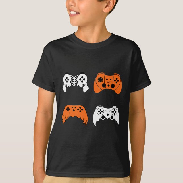 Halloween Gaming Controller Gamer Videospielkontor T-Shirt (Vorderseite)