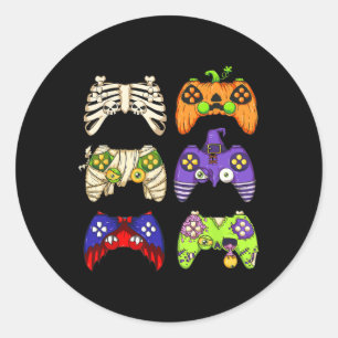 Halloween Gaming Controller Men Boys Kids Gamer Ha Runder Aufkleber
