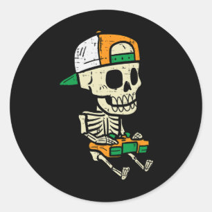 Halloween Gaming Skelett Kostümspielerspielerkamer Runder Aufkleber