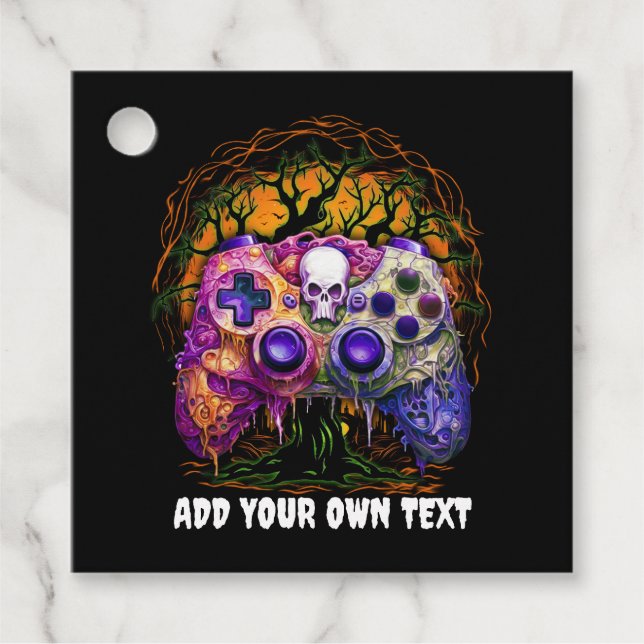 Halloween Gaming, Spooker Controller, Lila Orange Geschenkanhänger (Vorderseite)
