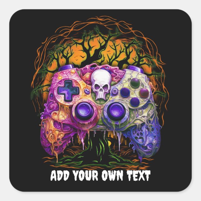 Halloween Gaming, Spooker Controller, Video Gamer Quadratischer Aufkleber (Vorderseite)