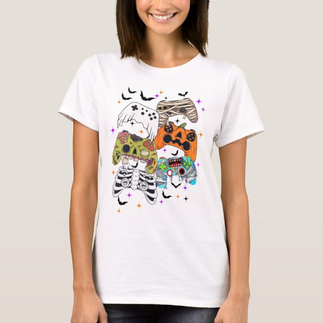 Halloween Gaming T - Shirt mit Spooker Controller (Vorderseite)