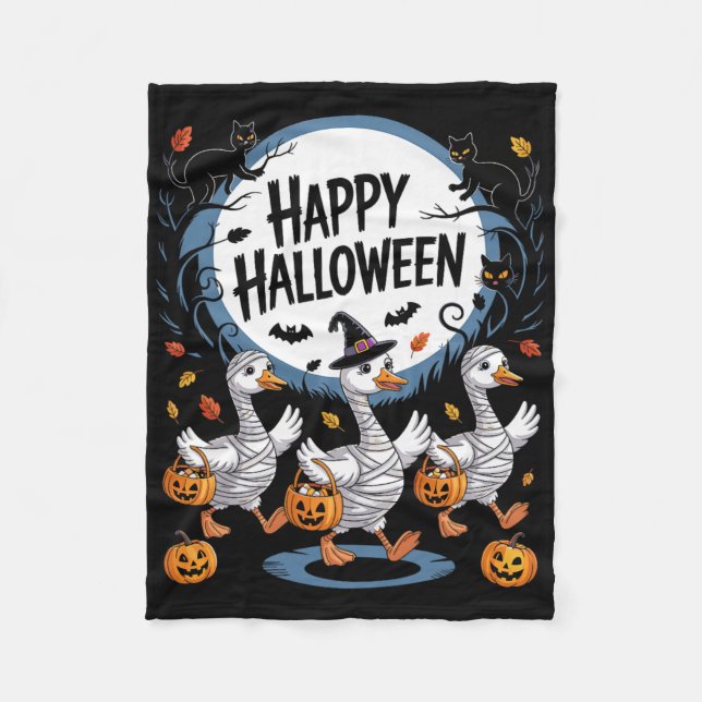 Halloween Gans Happy Haloween Gans Fleecedecke (Vorderseite)
