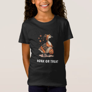 Halloween-Gans-Hupf oder Süßigkeiten-Mädchen T-Shirt