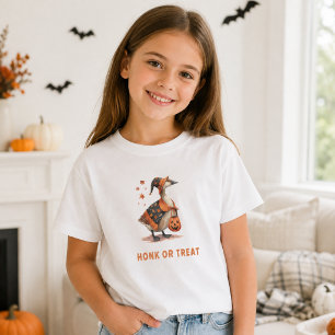 Halloween-Gans-Hupf oder Süßigkeiten-Mädchen T-Shirt