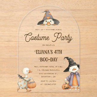 Halloween-Gans-Kinder-Geburtstags-Kostüm-Party Acryleinladungen