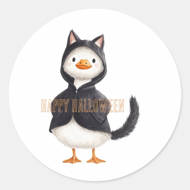 Halloween-Gans Schwarze Katze Runder Aufkleber (Vorderseite)
