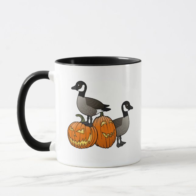Halloween-Gänse aus Kanada mit Jack-o-Laternen Tasse (Links)