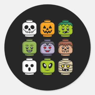 Halloween Gebäude Brick Head Pumpkin Ghost Zombie Runder Aufkleber