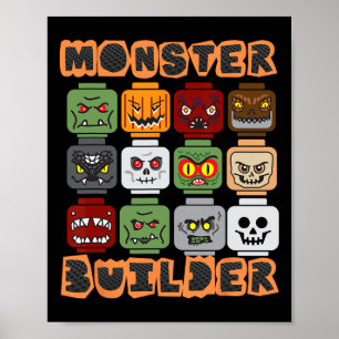 Halloween Gebäude Bricks Monster Builder Brick He Poster