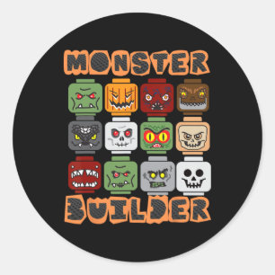 Halloween Gebäude Bricks Monster Builder Brick He Runder Aufkleber