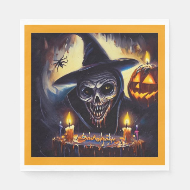 Halloween - Geburtstag 7 Serviette (Vorderseite)