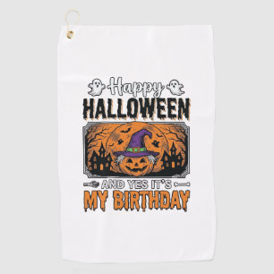 Halloween Geburtstag Hexe Kürbis Vintage-Shirt Des Golfhandtuch