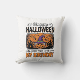 Halloween Geburtstag Hexe Kürbis Vintage-Shirt Des Kissen