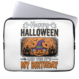 Halloween Geburtstag Hexe Kürbis Vintage-Shirt Des Laptopschutzhülle