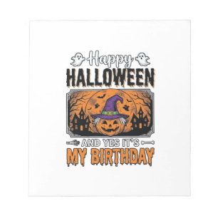 Halloween Geburtstag Hexe Kürbis Vintage-Shirt Des Notizblock