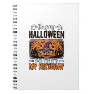 Halloween Geburtstag Hexe Kürbis Vintage-Shirt Des Notizblock