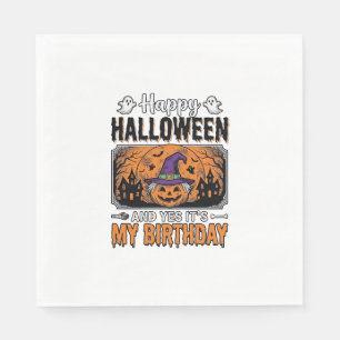 Halloween Geburtstag Hexe Kürbis Vintage-Shirt Des Serviette