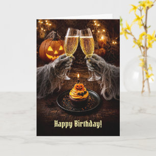 Halloween Geburtstag mit Cupcake Champagner Karte