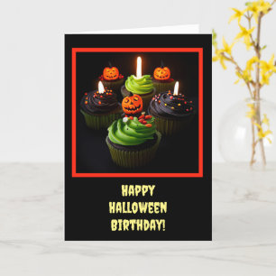 Halloween Geburtstag mit Cupcakes Niedlich Karte