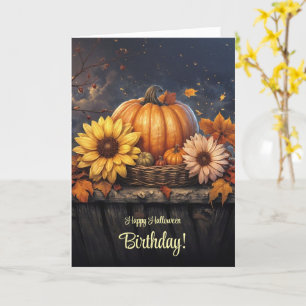 Halloween Geburtstag mit Hübschen Blume Pumpkins Karte