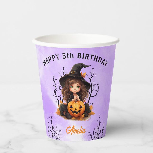 Halloween Geburtstag Niedliche Hexenpapier-Cups Pappbecher (Vorderseite)