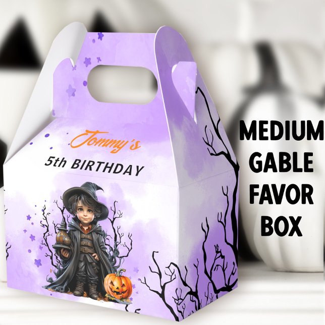 Halloween Geburtstag Niedlicher kleiner Zauberer M Geschenkschachtel (Little Wizard Medium Gable Favor Boxes - You can choose from 3 sizes of these gable favor boxes)