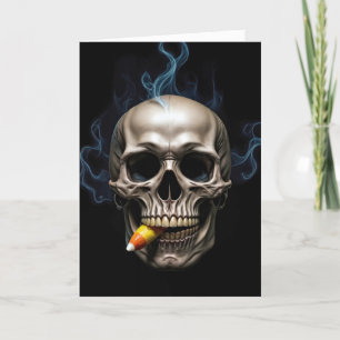 Halloween Geburtstag Rauchender Totenkopf Beißt Ca Karte