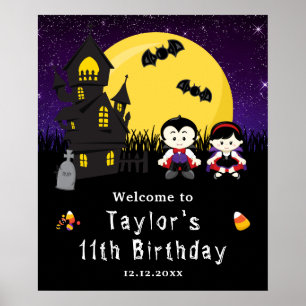 Halloween Geburtstag Vampire Lila Willkommensschil Poster