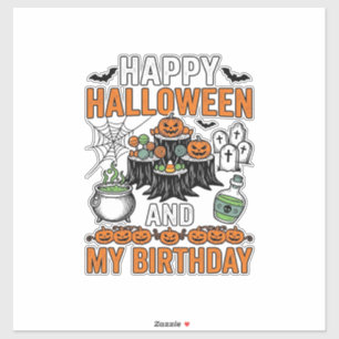 Halloween Geburtstag Vintage Kürbis Party Design_1 Aufkleber