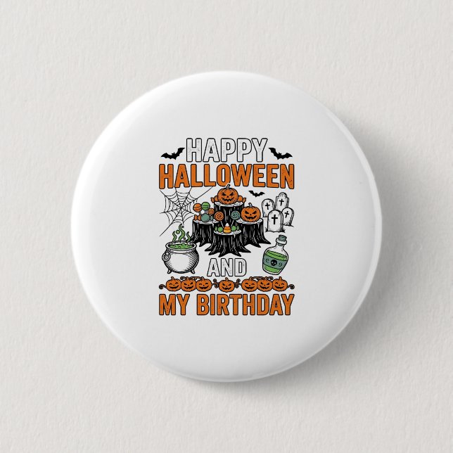Halloween Geburtstag Vintage Kürbis Party Design_1 Button (Vorderseite)