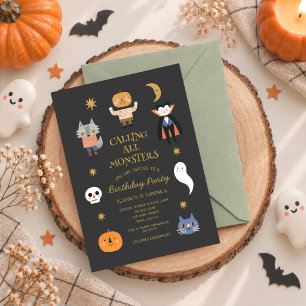 Halloween-Geburtstagsfeier für alle Monster Einladung