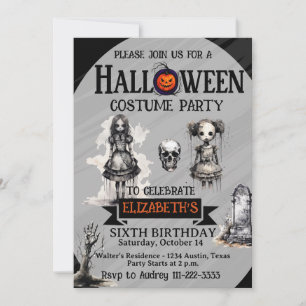 Halloween Geburtstagsfeier für Mädchen jeden Alter Einladung