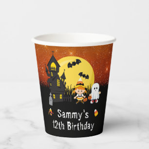 Halloween Geburtstagsfeier Hexe Geist Orange Pappbecher