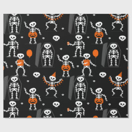 Halloween-Geburtstagsfeier Skelett Sarg Schädel Geschenkpapier