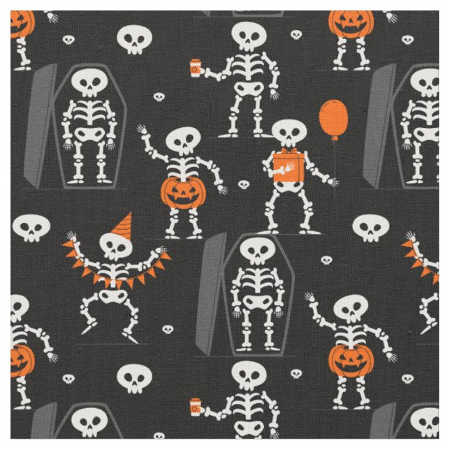 Halloween-Geburtstagsfeier Skelett Sarg Schädel Stoff (Nahaufnahme)
