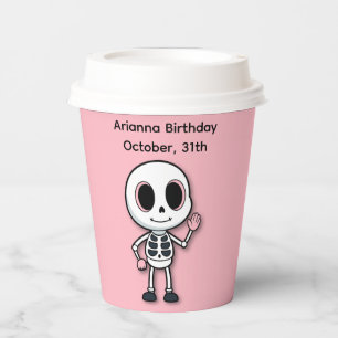 Halloween Geburtstagsfeier   Verspieltes rosa Skel Pappbecher