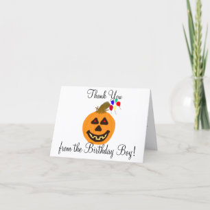 Halloween Geburtstagsjunge Danke Kürbis Ballons Karte