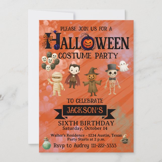Halloween Geburtstagsparty Einladung (Vorderseite)