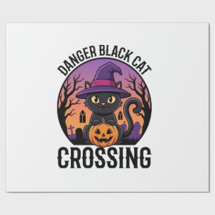 Halloween Gefahr Schwarze Katze Überquerung Geschenkpapier