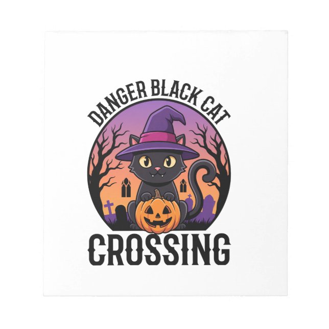 Halloween Gefahr Schwarze Katze Überquerung Notizblock (Vorderseite)