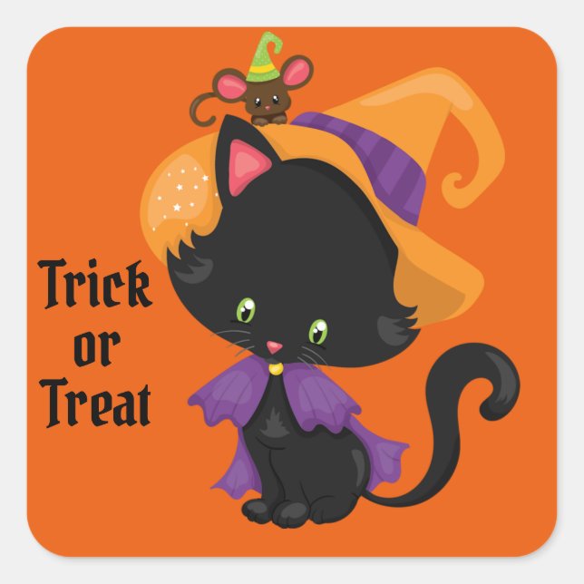 Halloween Gefälligkeits-Beutel Sticker Niedlich Bl (Vorderseite)