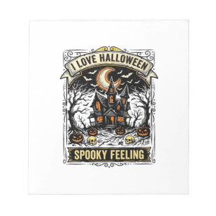 Halloween Gefühl-Shirt Vintage Spukhaus Desi Notizblock