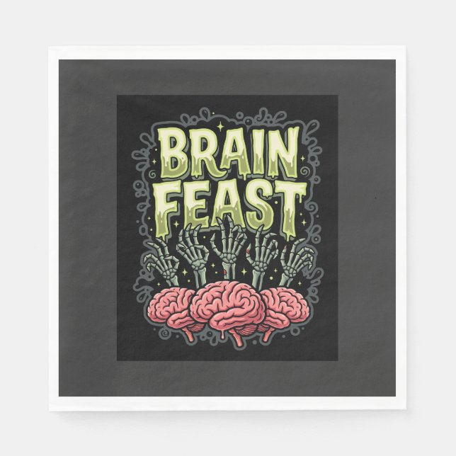 Halloween-Gehirnschmaus Zombie Hände Vektor Design Serviette (Vorderseite)