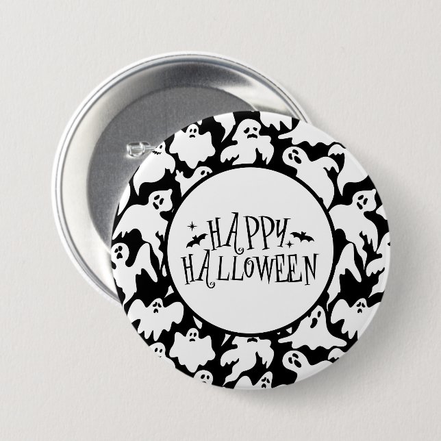 Halloween-Geist-Anstecknadel Button (Vorne & Hinten)