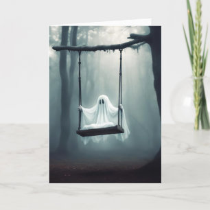 Halloween-Geist auf dem Swing Feiertagskarte