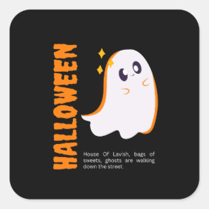 Halloween-Geist-Aufkleber Süßer spooky weißer Ge Quadratischer Aufkleber